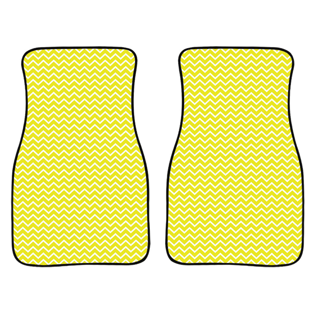 Yellow And White Zigzag Pattern Print Front And Back Car Floor Mats/ Front Car Mat