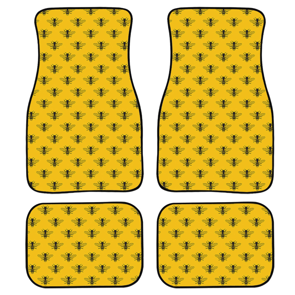 Yellow Bee Pattern Print Front And Back Car Floor Mats/ Front Car Mat