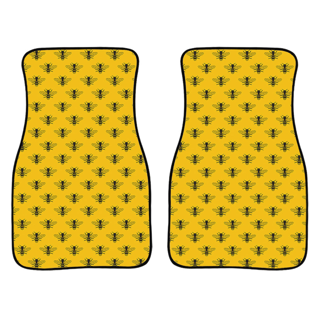 Yellow Bee Pattern Print Front And Back Car Floor Mats/ Front Car Mat