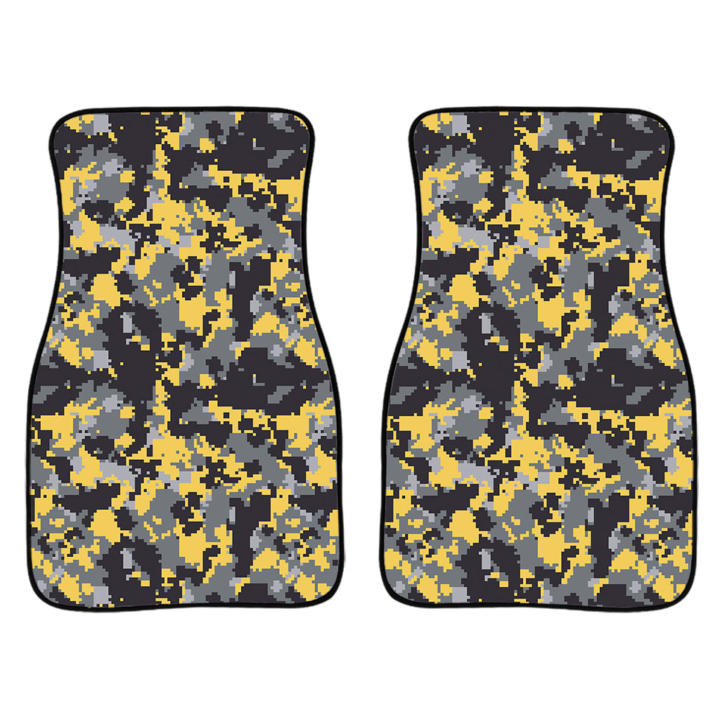 Yellow Black And Grey Digital Camo Print Front And Back Car Floor Mats/ Front Car Mat