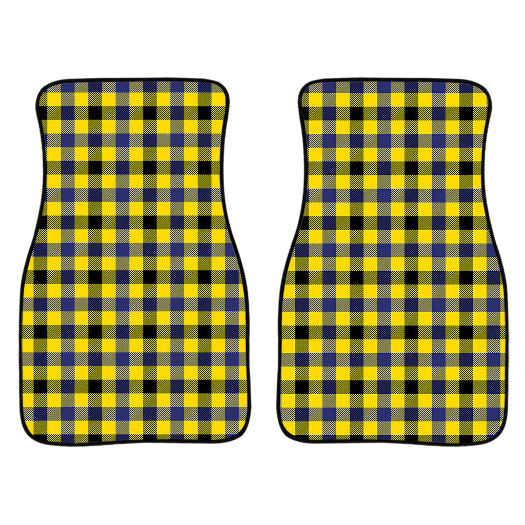 Yellow Black And Navy Plaid Print Front And Back Car Floor Mats/ Front Car Mat