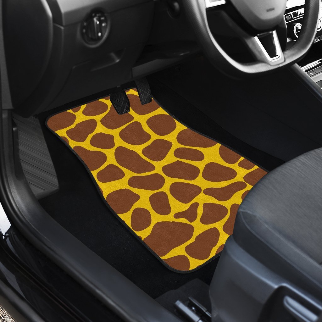 Yellow Brown Giraffe Pattern Print Front And Back Car Floor Mats/ Front Car Mat
