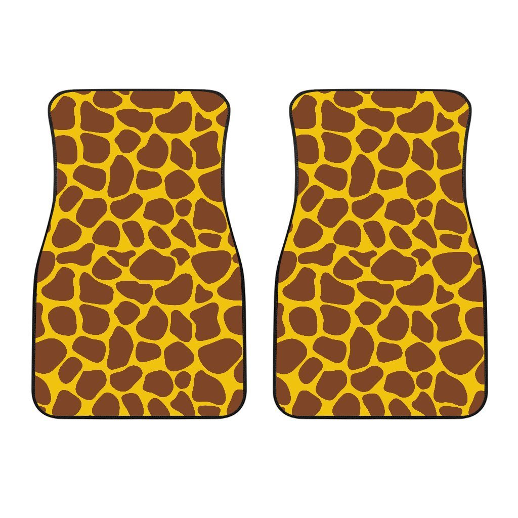 Yellow Brown Giraffe Pattern Print Front And Back Car Floor Mats/ Front Car Mat