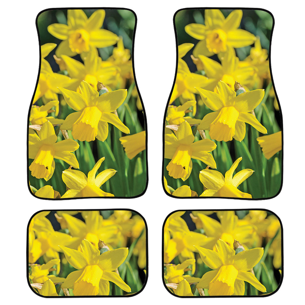Yellow Daffodil Flower Print Front And Back Car Floor Mats/ Front Car Mat