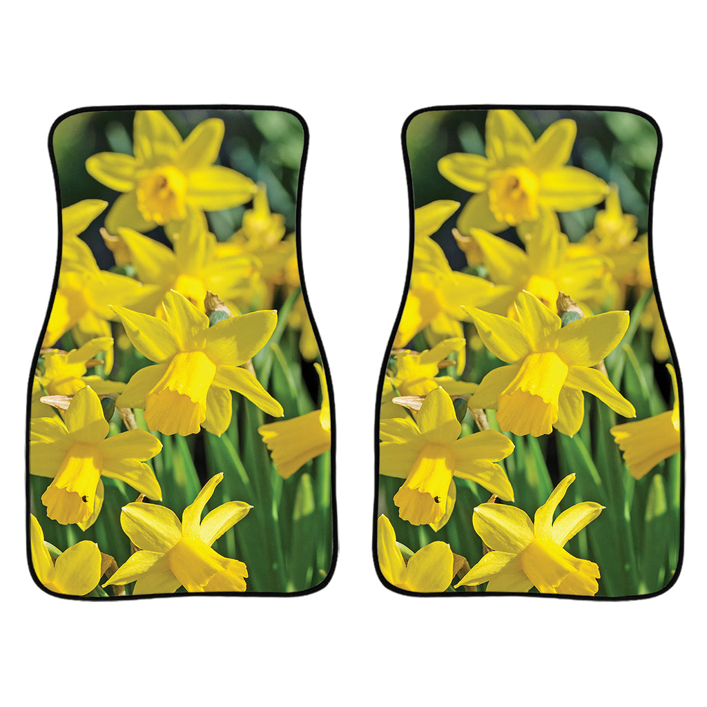 Yellow Daffodil Flower Print Front And Back Car Floor Mats/ Front Car Mat