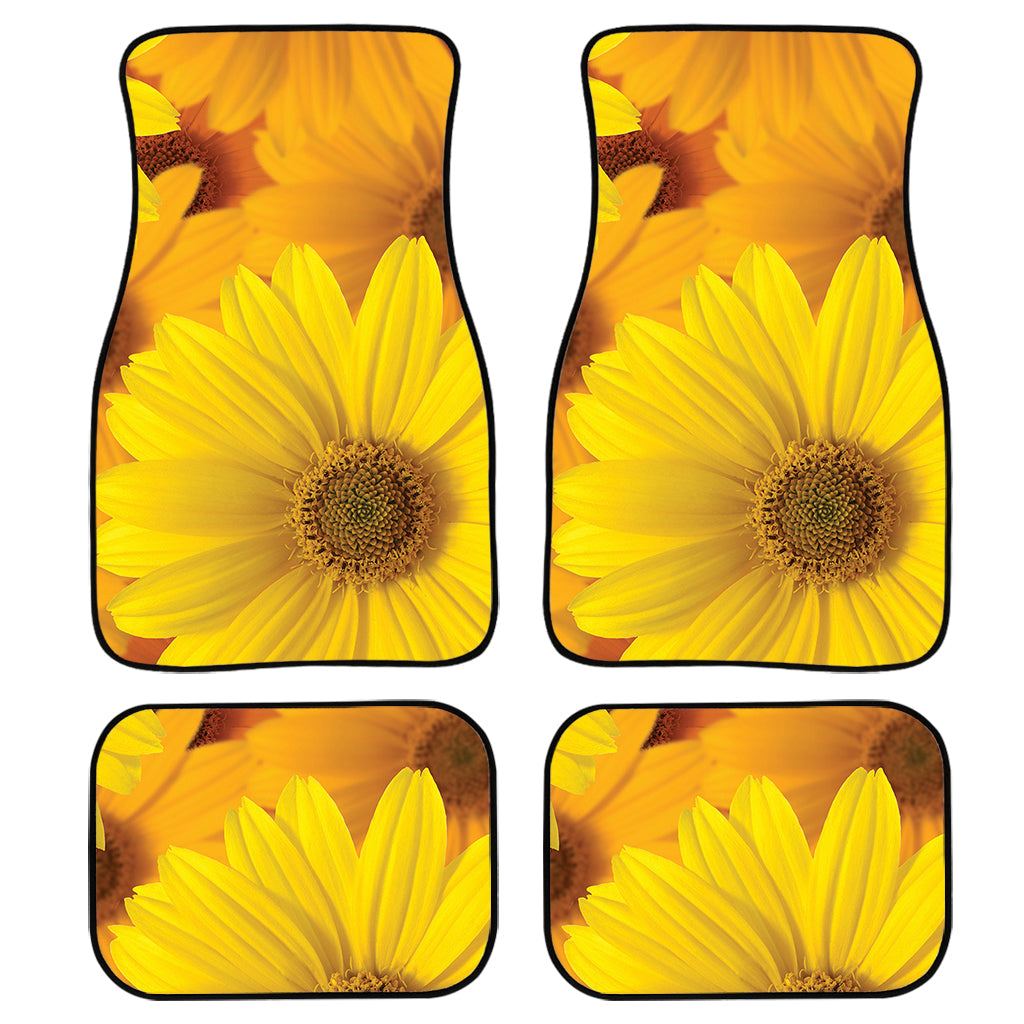 Yellow Daisy Flower Print Front And Back Car Floor Mats/ Front Car Mat