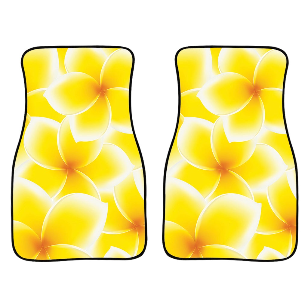 Yellow Frangipani Pattern Print Front And Back Car Floor Mats/ Front Car Mat