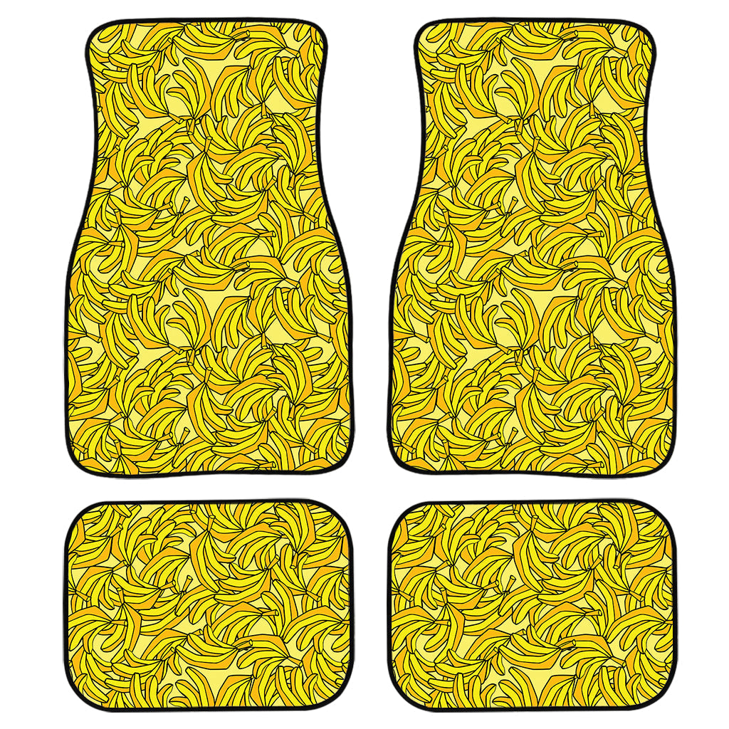 Yellow Geometric Banana Pattern Print Front And Back Car Floor Mats/ Front Car Mat
