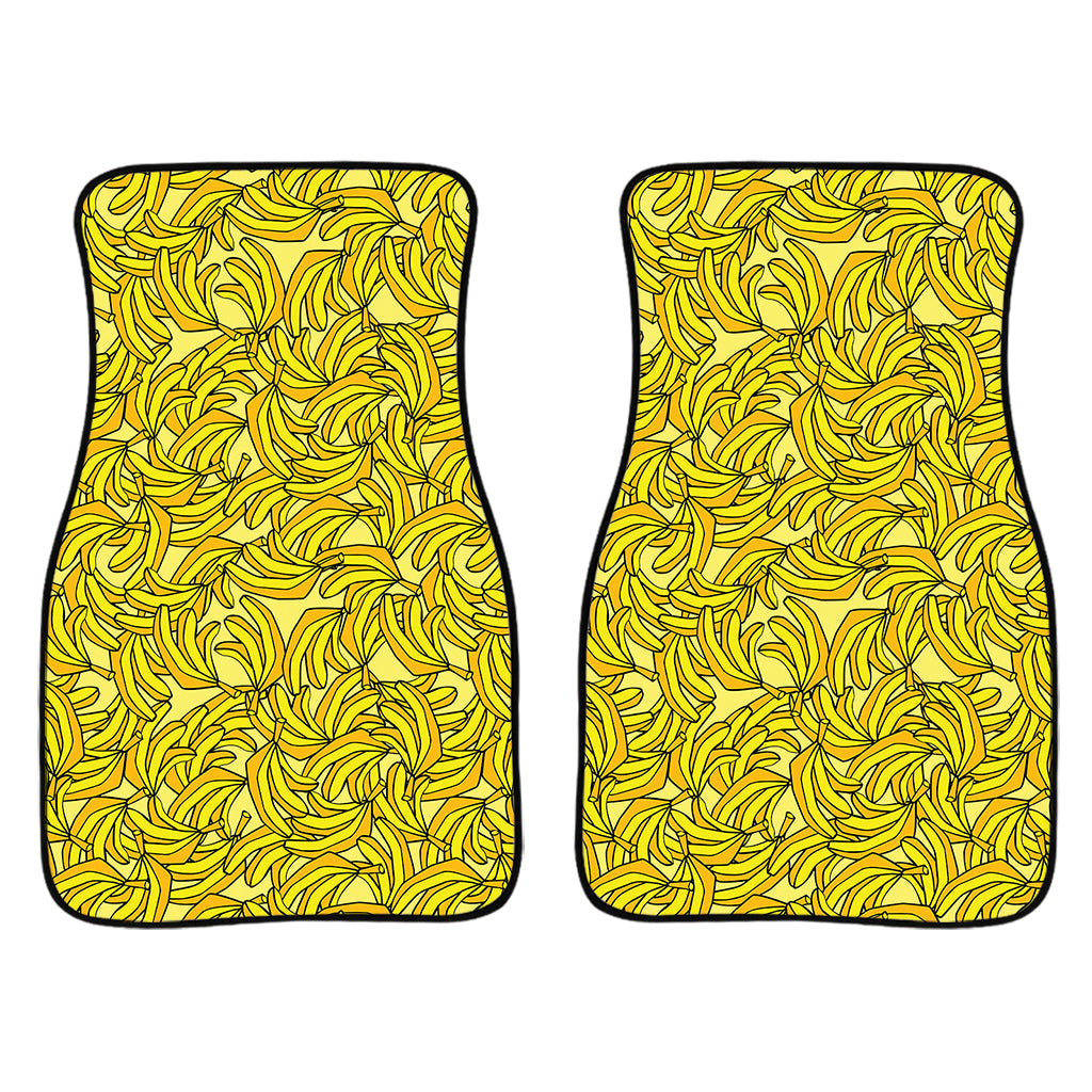 Yellow Geometric Banana Pattern Print Front And Back Car Floor Mats/ Front Car Mat