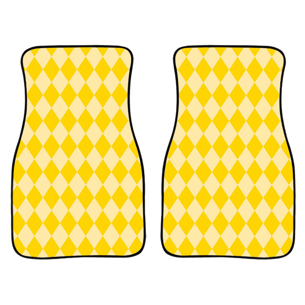 Yellow Harlequin Pattern Print Front And Back Car Floor Mats/ Front Car Mat