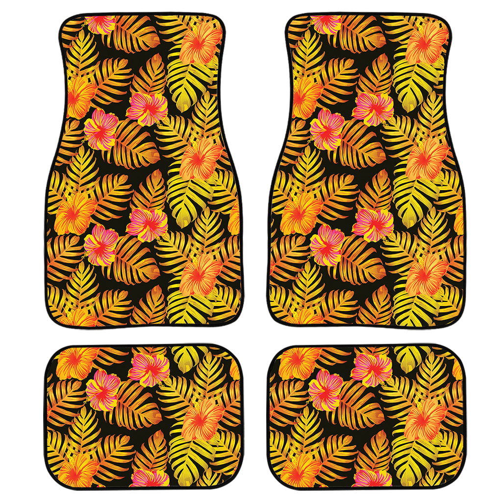 Yellow Hawaiian Tropical Pattern Print Front And Back Car Floor Mats/ Front Car Mat