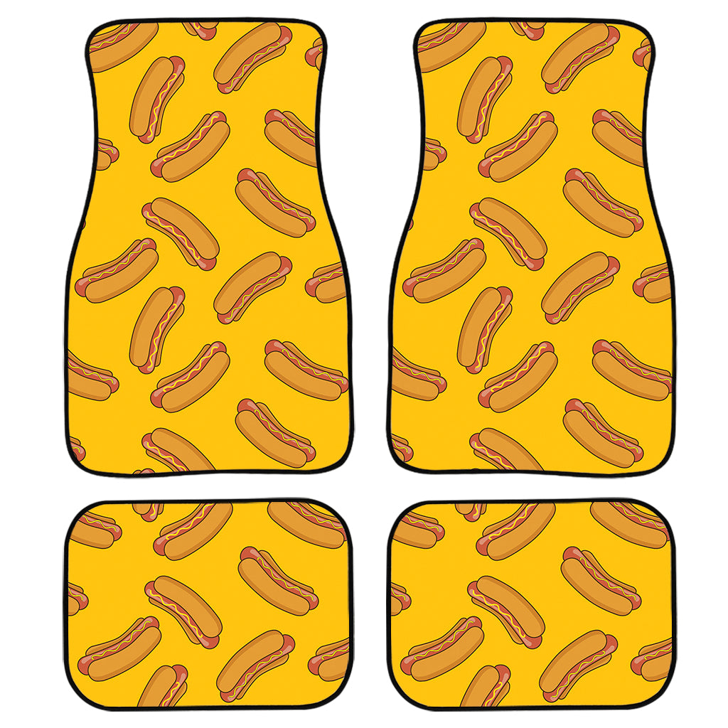 Yellow Hot Dog Pattern Print Front And Back Car Floor Mats/ Front Car Mat