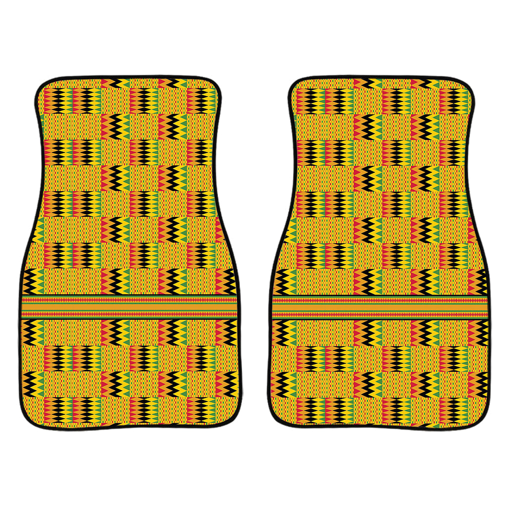 Yellow Kente Pattern Print Front And Back Car Floor Mats/ Front Car Mat