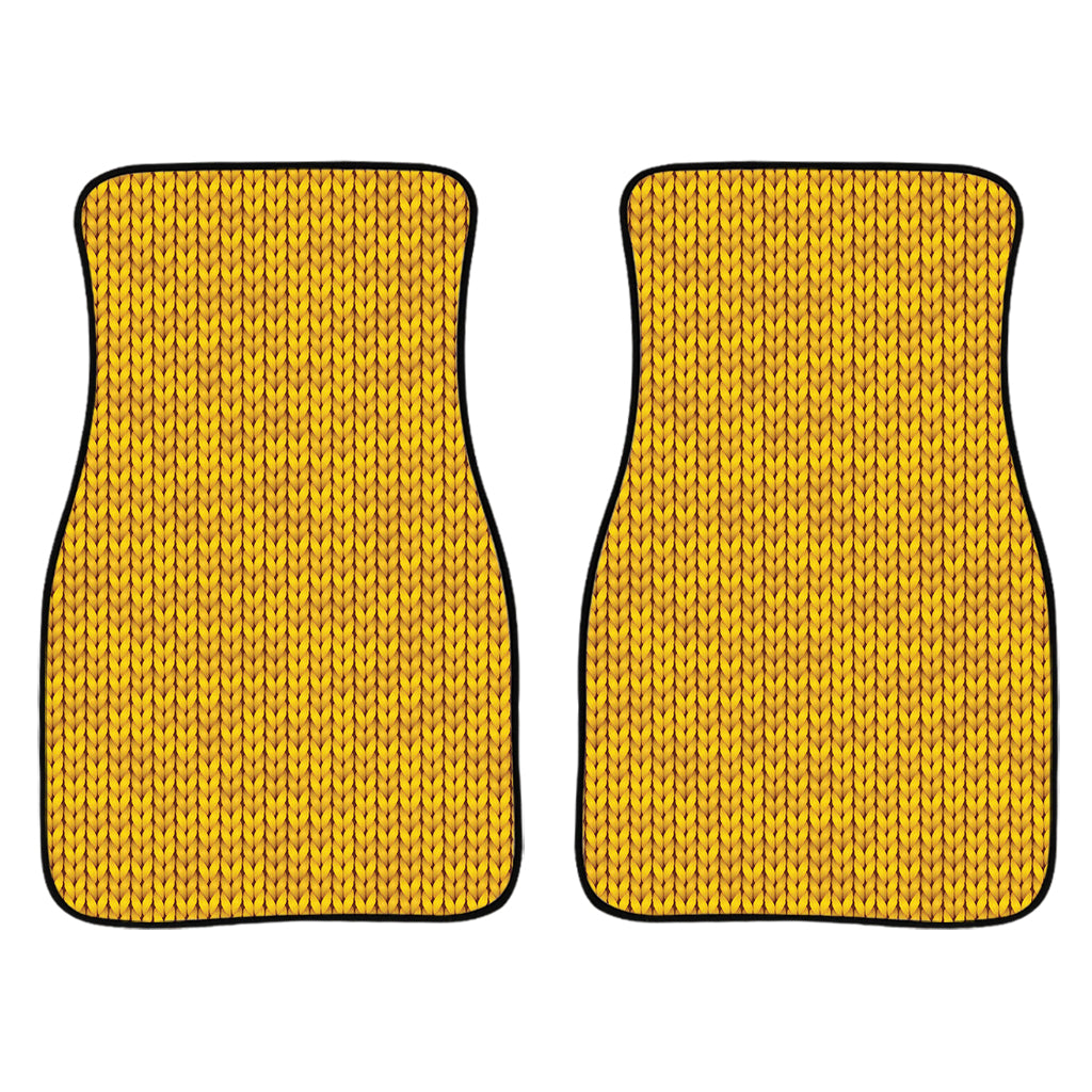 Yellow Knitted Pattern Print Front And Back Car Floor Mats/ Front Car Mat
