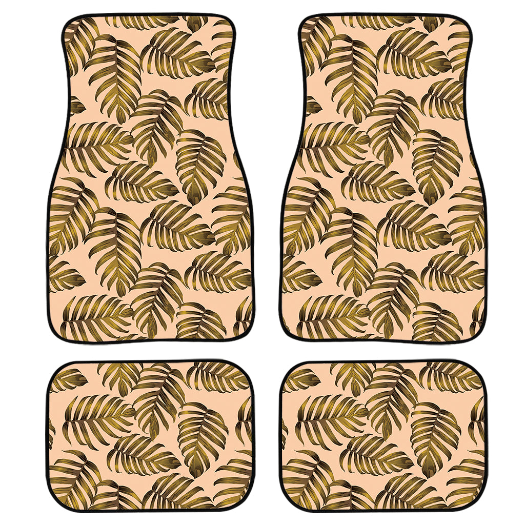 Yellow Monstera Leaves Pattern Print Front And Back Car Floor Mats/ Front Car Mat