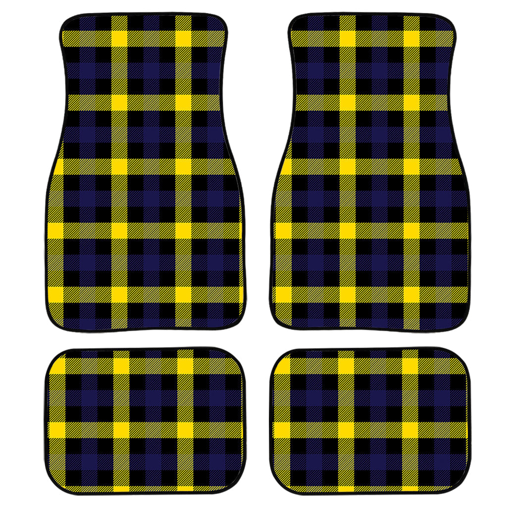 Yellow Navy And Black Plaid Print Front And Back Car Floor Mats/ Front Car Mat