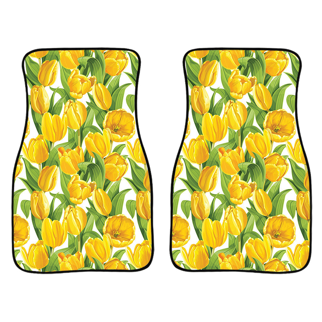 Yellow Spring Tulip Pattern Print Front And Back Car Floor Mats/ Front Car Mat