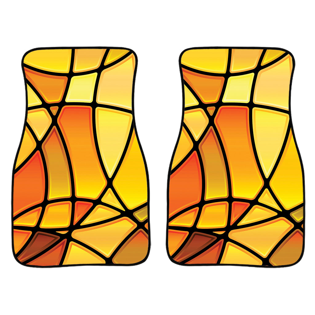 Yellow Stained Glass Mosaic Print Front And Back Car Floor Mats/ Front Car Mat