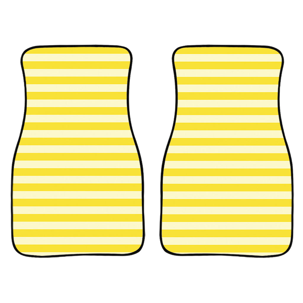 Yellow Striped Pattern Print Front And Back Car Floor Mats/ Front Car Mat