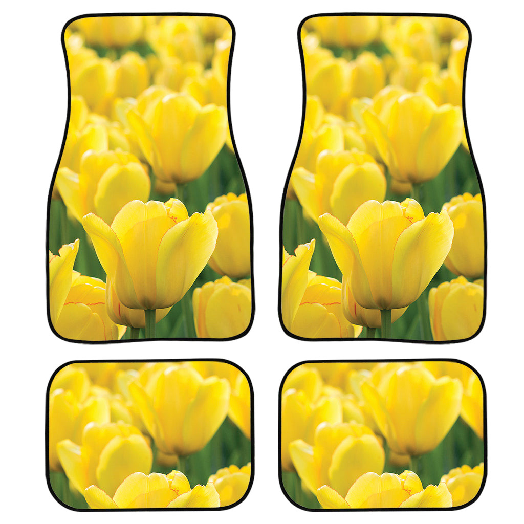 Yellow Tulip Print Front And Back Car Floor Mats/ Front Car Mat