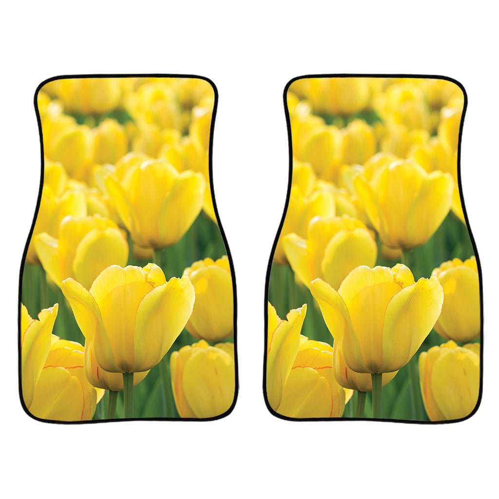 Yellow Tulip Print Front And Back Car Floor Mats/ Front Car Mat