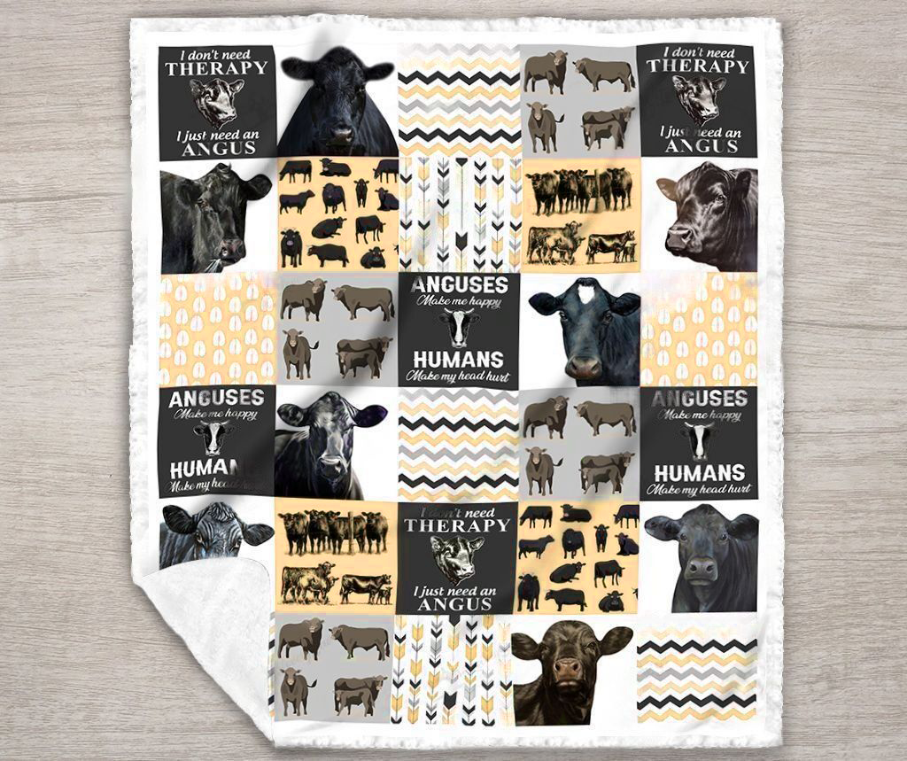 Black Angus Cow-Yellow All Printed 3D Blanket Cow Blanket Farm House Blanket