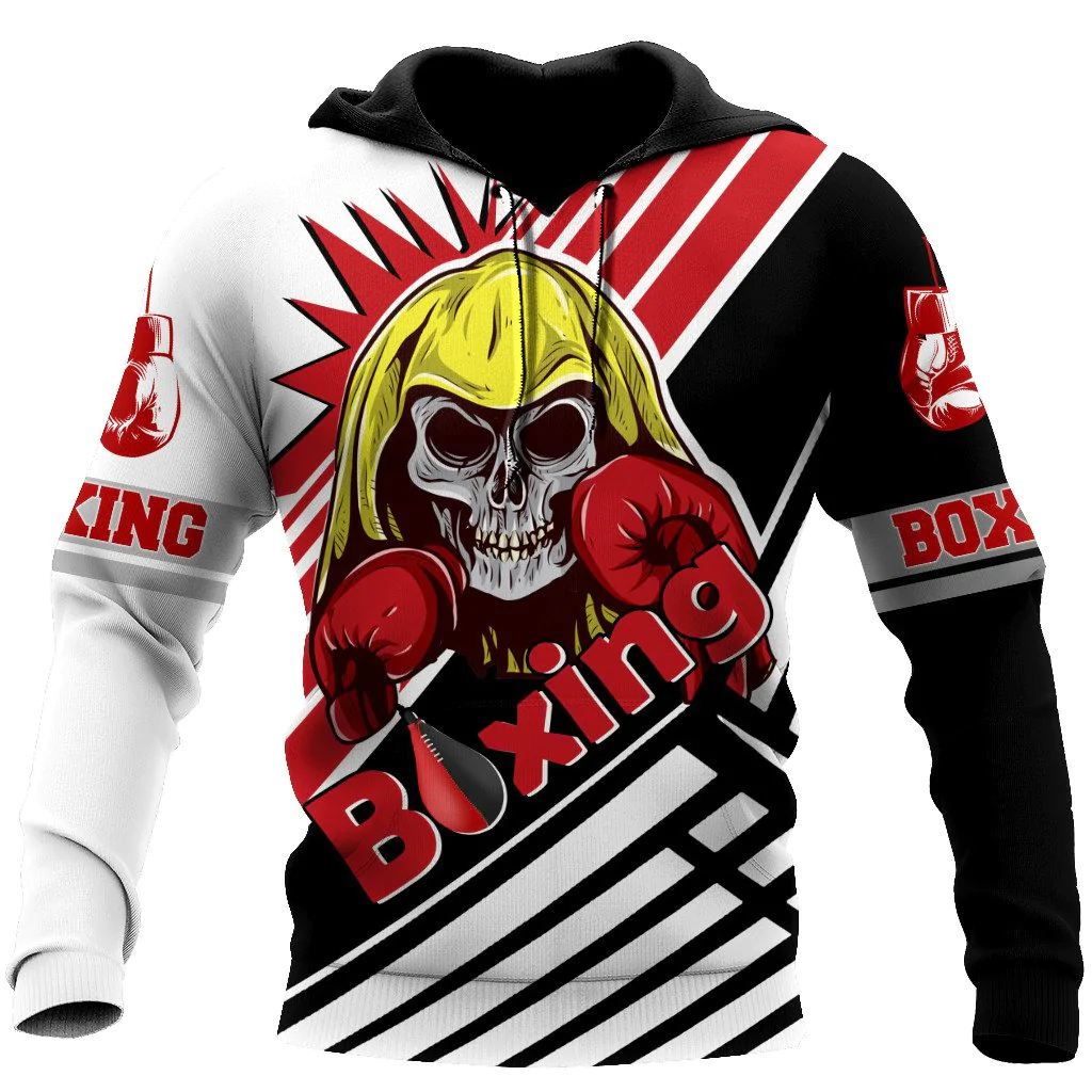 Skull Boxing Player Hoodie For Men And Women/ Boxing Hoodie/ Skull Hoodie
