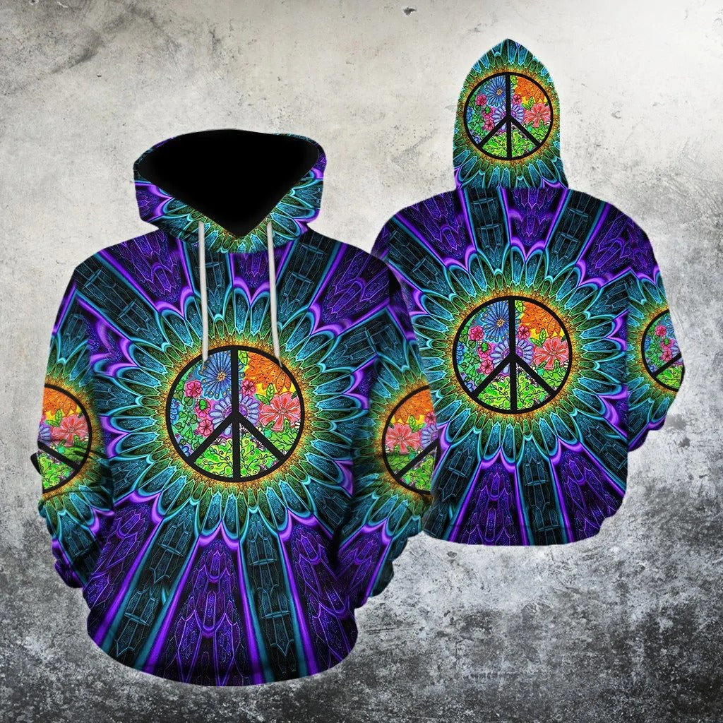 Colorful Peace Hippie Hoodie For Men And Women