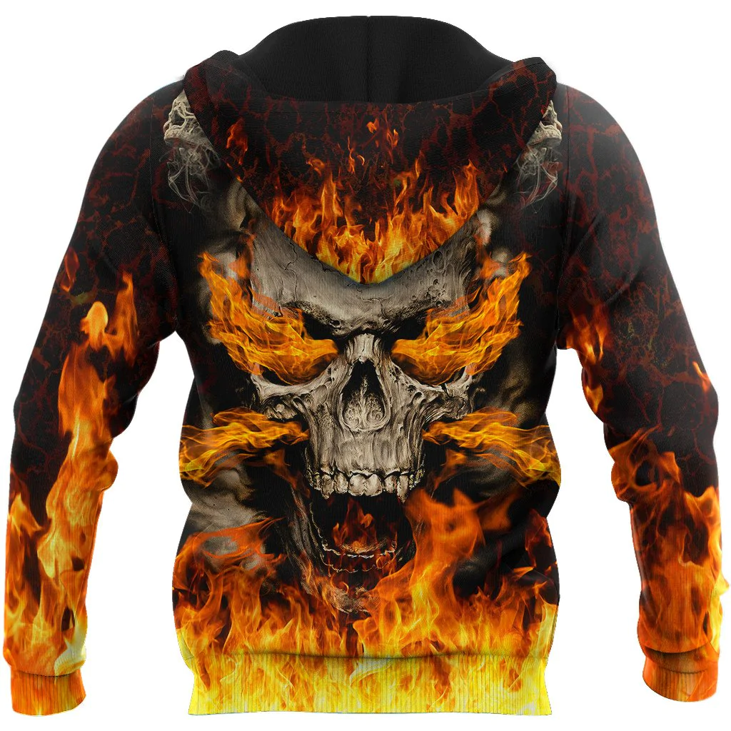 Skulls On Fire Hoodie/ 3D All Over Print Fire With Skull Hoodie For Men And Women