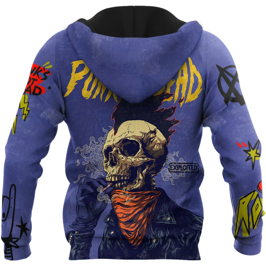 Love Punk Forever Hoodie/ Purple Skull Hoodies/ Halloween Skull Gifts