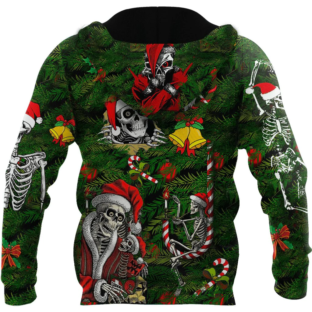 Skulls Merry Christmas Hoodie For Men And Women/ Skull Hoodie Gift For Dad Mom Uncle