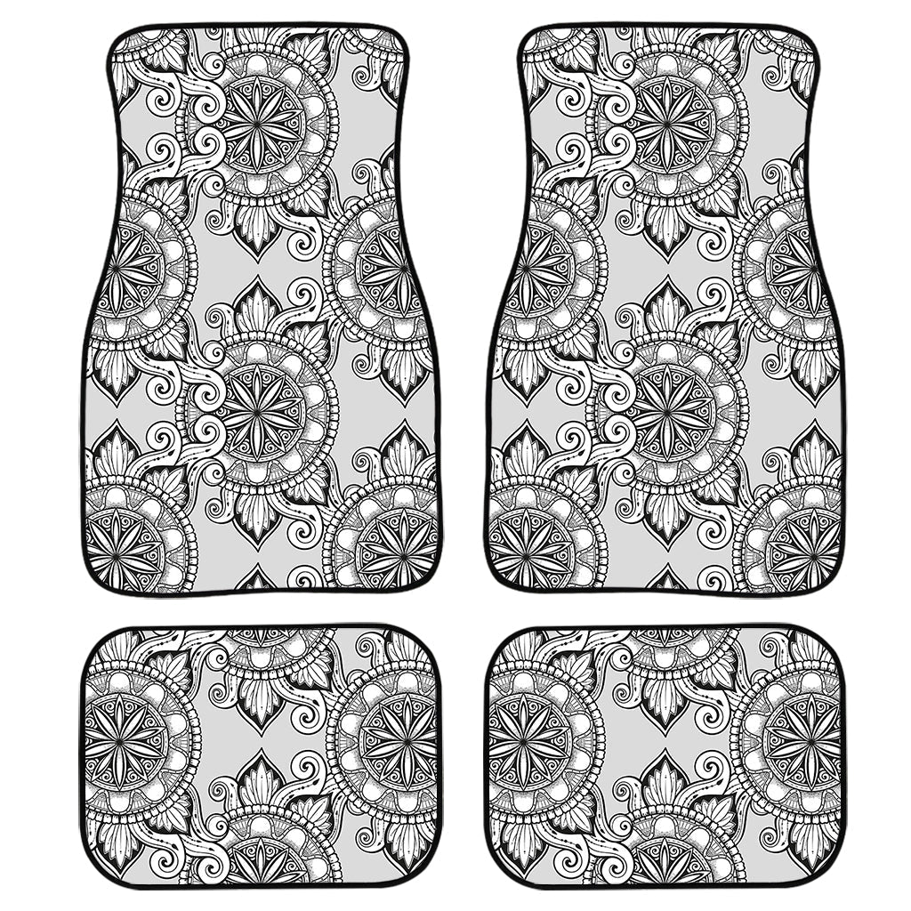 Zentangle Floral Pattern Print Front And Back Car Floor Mats/ Front Car Mat