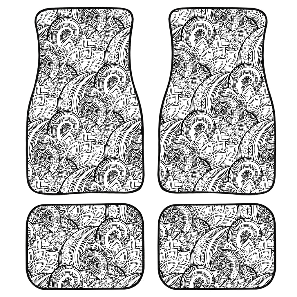 Zentangle Flower Pattern Print Front And Back Car Floor Mats/ Front Car Mat