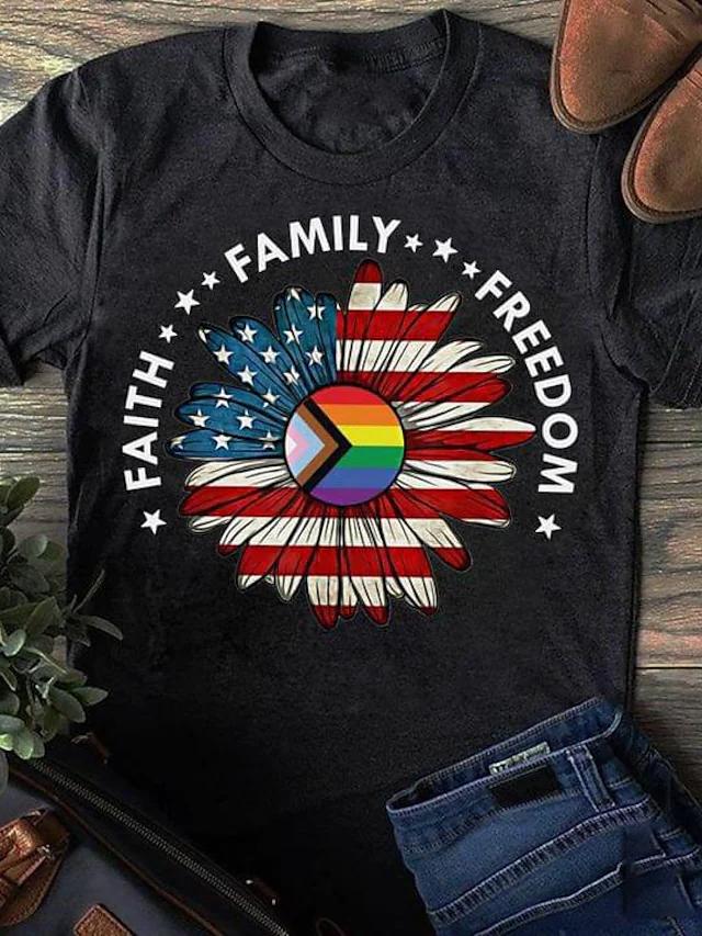 Lgbt Pride T Shirt Text Usa Sunflower/ Trans Pride Shirt/ Transgender Clothing