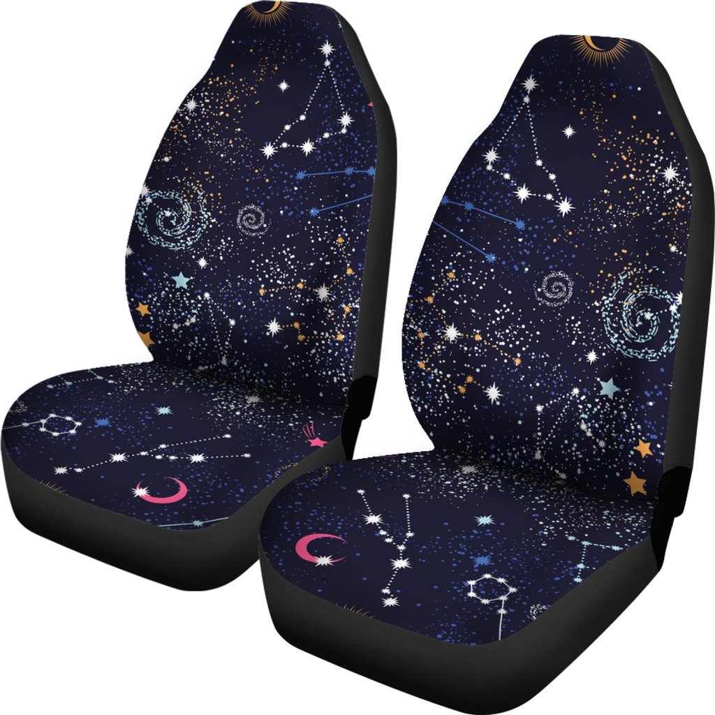 Zodiac Star Signs Galaxy Space Print Universal Fit Car Seat Covers