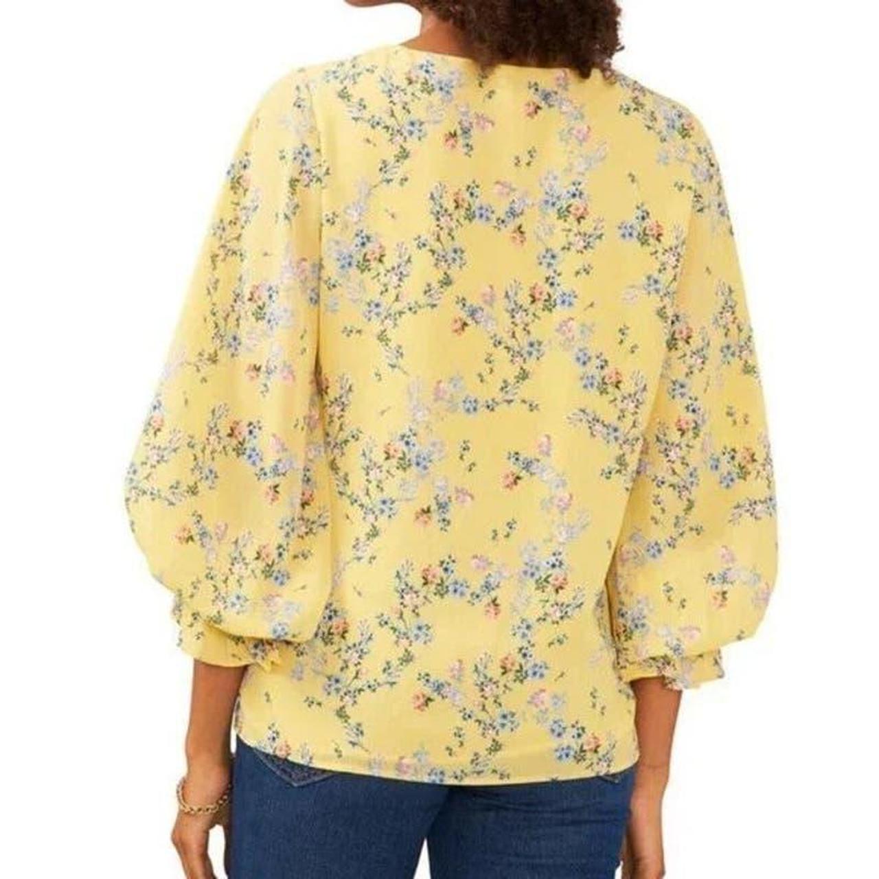 Vince Camuto Floral Smocked Puffed Sleeve Blouse
