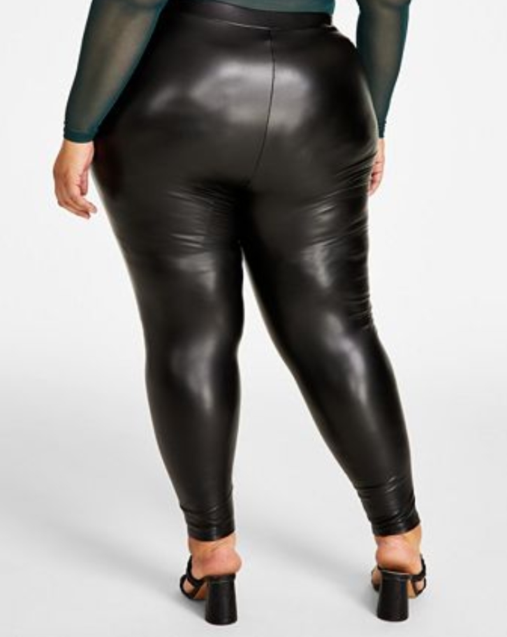 Nina Parker Plus Size Faux Leather Elasticized-Waist Leggings