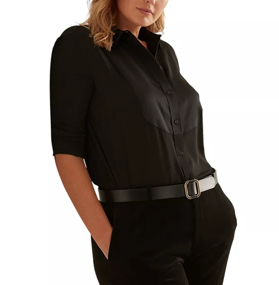 LAUREN RALPH LAUREN Plus-Size Bib-Front Georgette Shirt