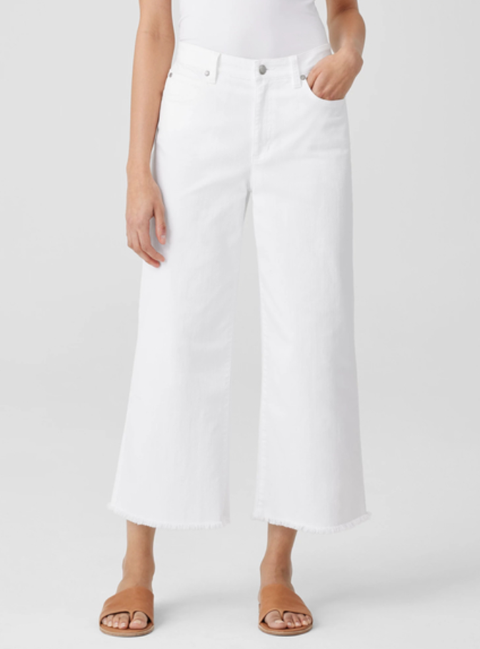 Eileen Fisher High Rise Cropped Wide Leg Jeans