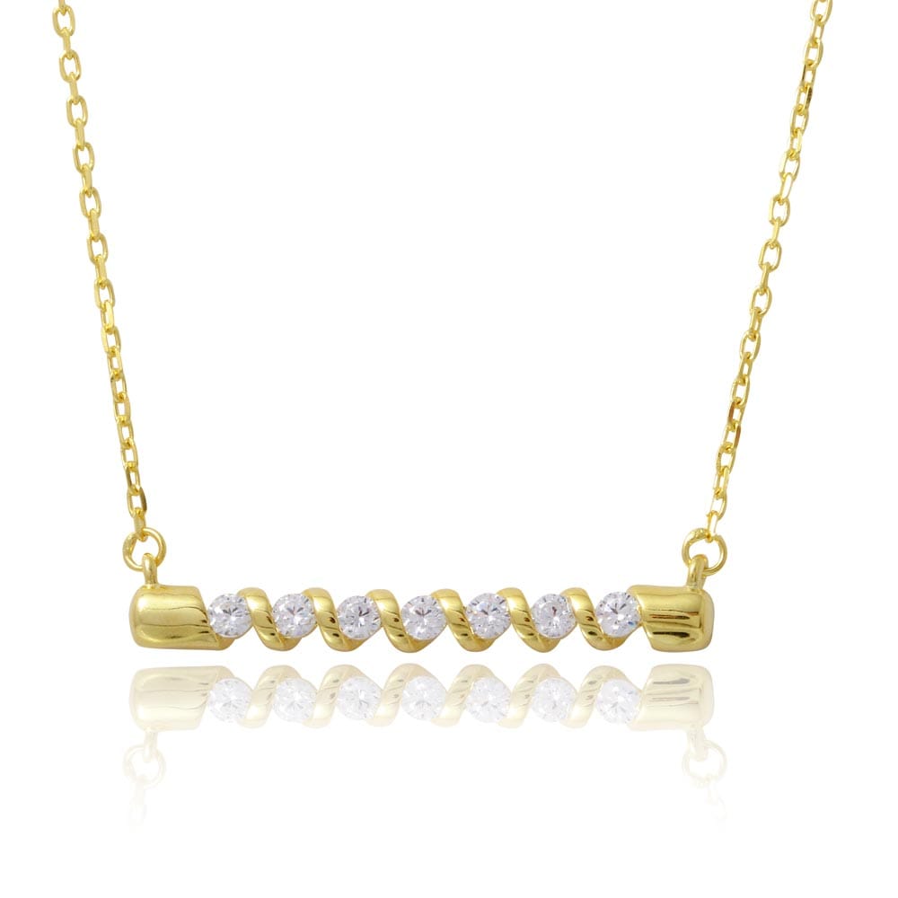 Twisted Bar Necklace with CZ