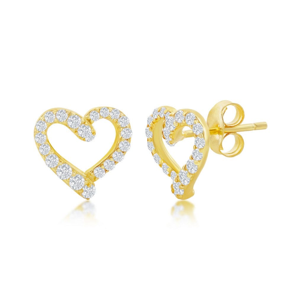 CZ Open Heart Stud Earrings- GP