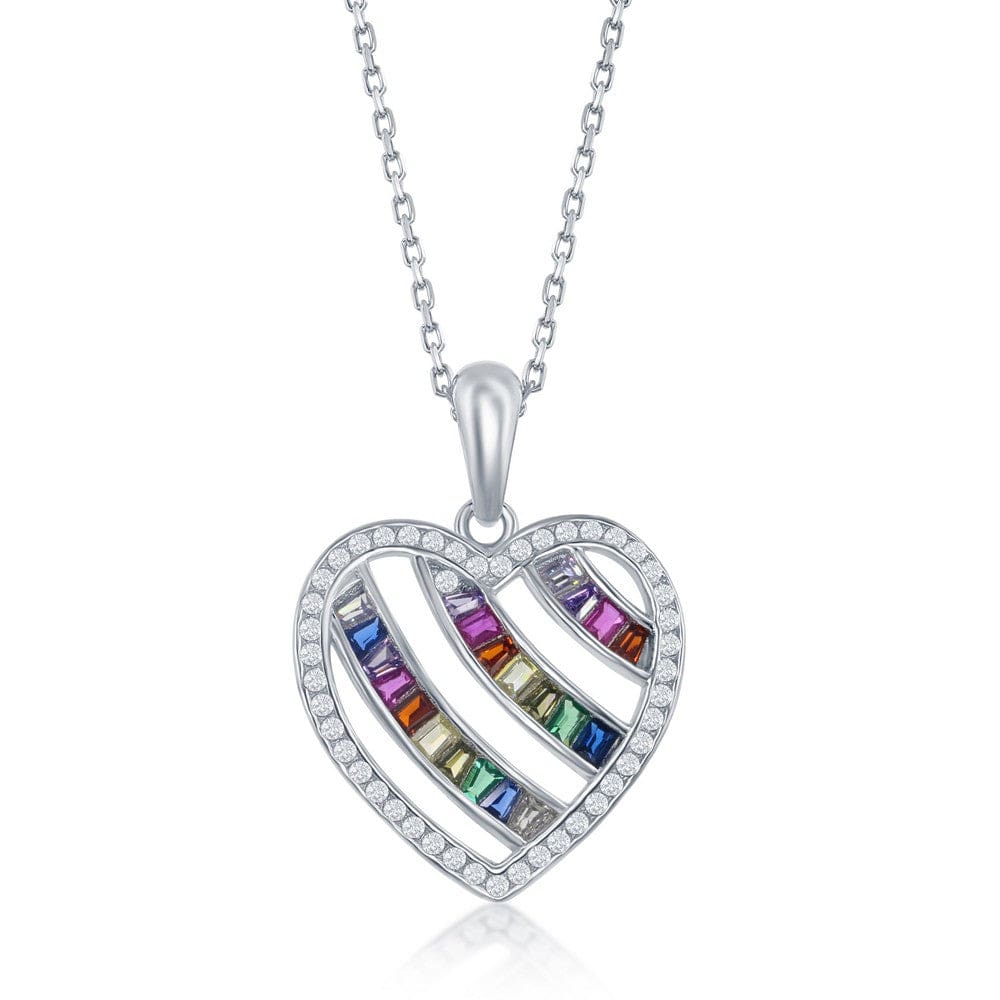 Rainbow CZ Heart Necklace