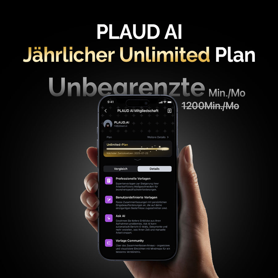 PLAUD KI Unbegrenzter Jahresabo | 2er-Pack