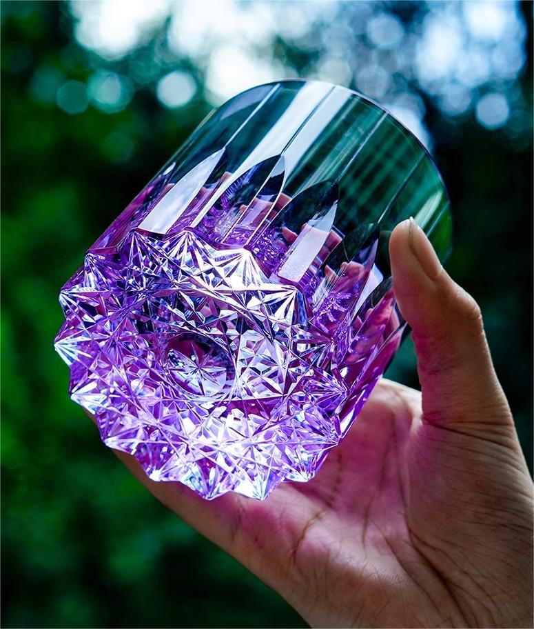 QIANXUNYAZHI Starburst K9 Crystal Edo Kiriko Whiskey Glass