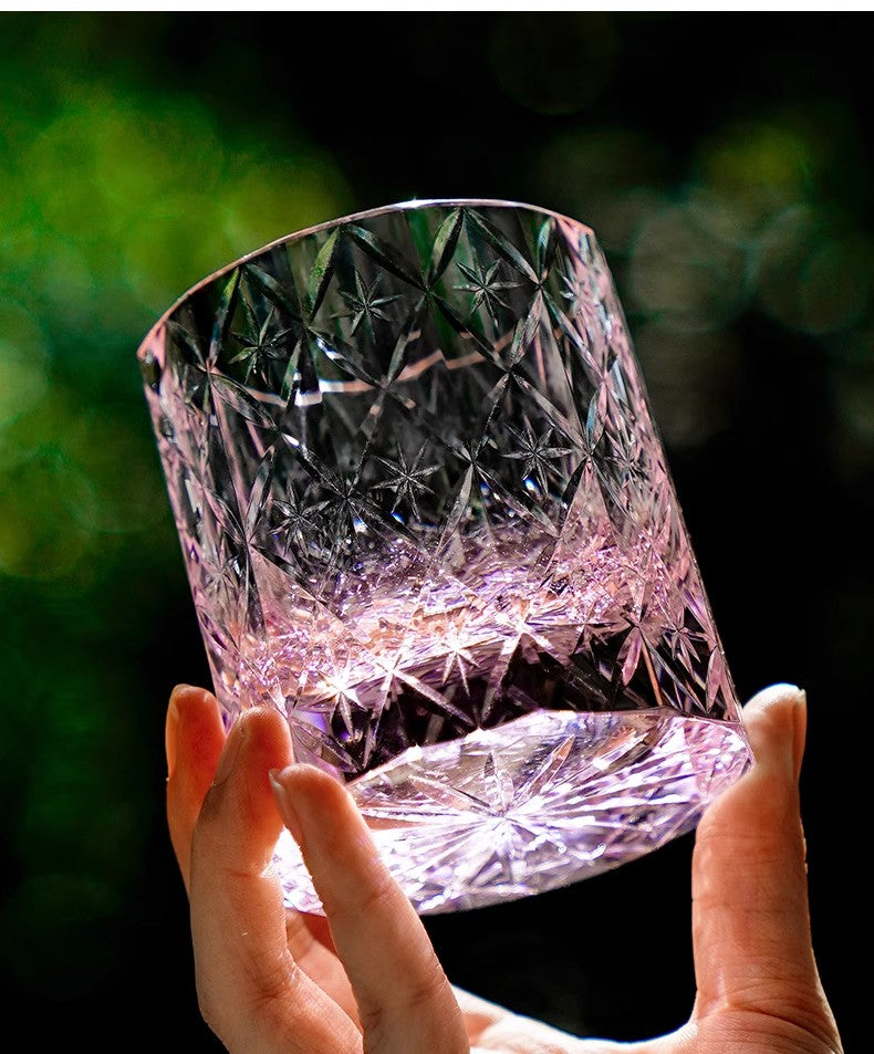 QIANXUNYAZHI Starburst K9 Crystal Edo Kiriko Whiskey Glass