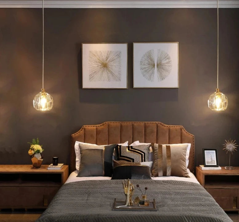 Modern Pendant Light Nordic Luxury K9 Crystal Chandelier Ceiling Lamps Hanging Fixture Indoor Living Dining Room Bedroom Decor