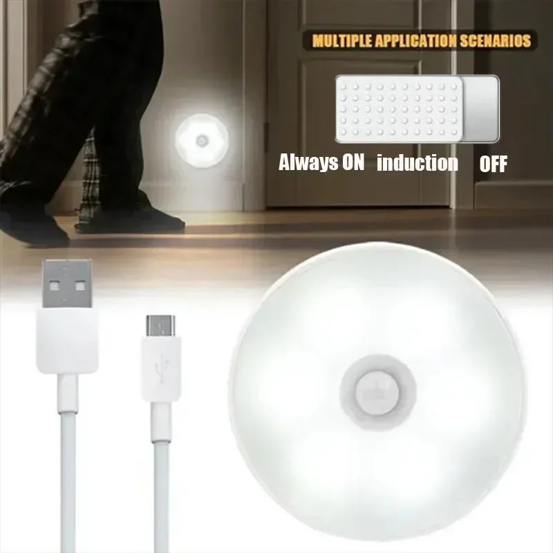 Night Light LED With PIR Motion Sensor Rechargeable USB Kitchen Cabinet Night Lamp For Bedroom Room Decoration
