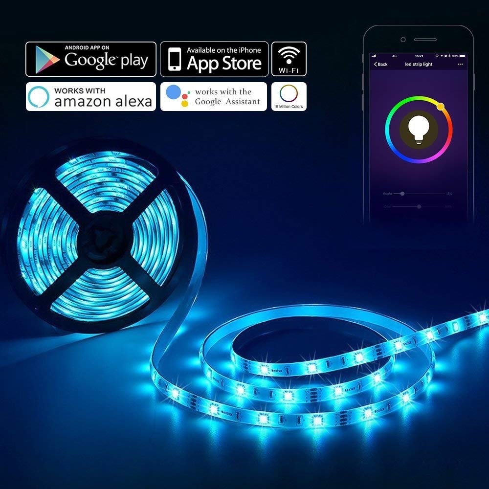 RGB LED Tape Wireless Wi-Fi LED Strip 5M 10M 15M Kit 12V 150leds Waterproof Flexible Rope Light+WiFi Controller+Power Supply