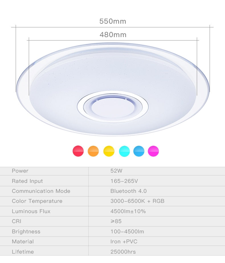 Modern LED ceiling Lights RGB Dimmable 25W 36W 52W APP Remote control Bluetooth Music light foyer bedroom ceiling lamp