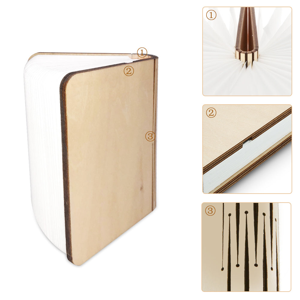 Wooden book lamp Portable USB Rechargeable LED Magnetic 3 color Dimmable Foldable Night Light Desk Lamp Home Decor